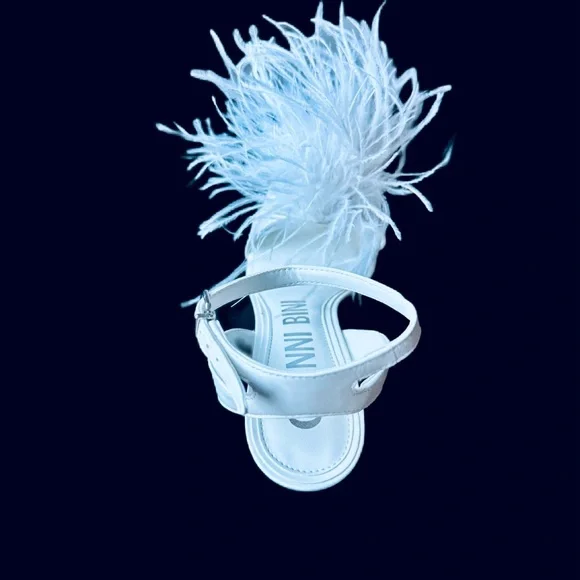 Gianni Bini Neela White Leather Heels Sandals, Ankle Strap - Picture 8 of 8